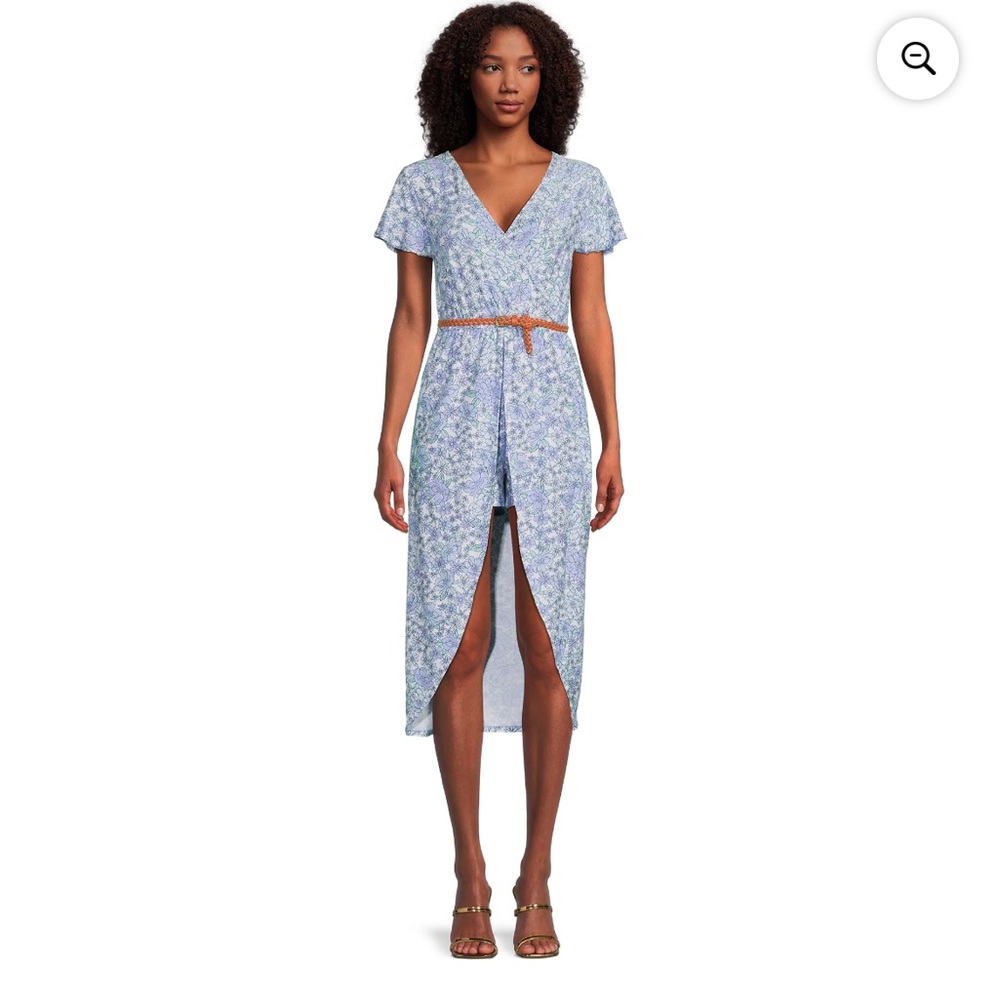 No Boundaries Walk Thru Dress hi-low size XXL maxi romper v-neck blue white new